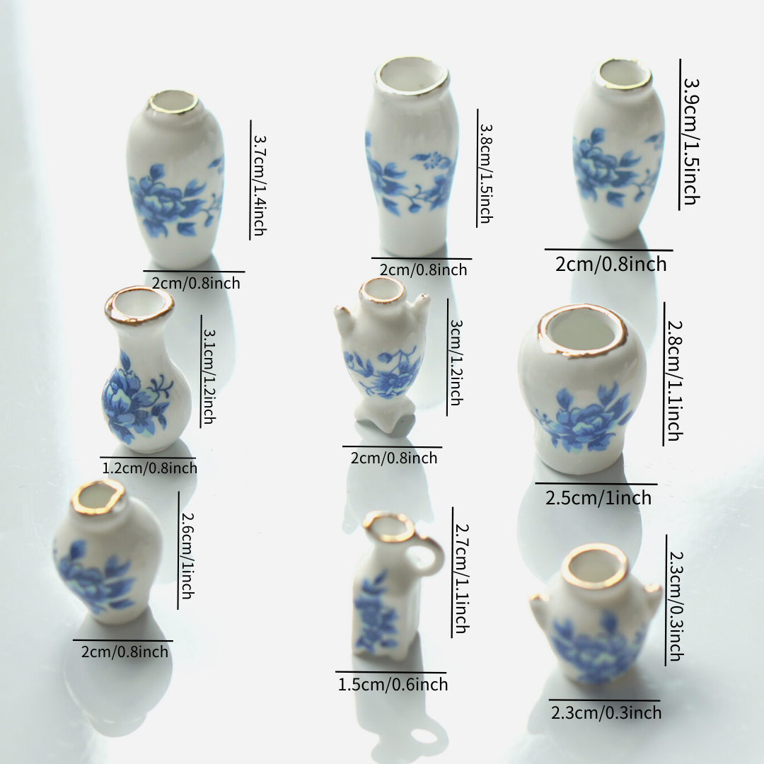 1 Pcs, Mini Blue Ceramic Vase, Decorative Vase, Doll House Ceramic Vase, Cute Mini Desktop Decoration, Vintage Home Decor