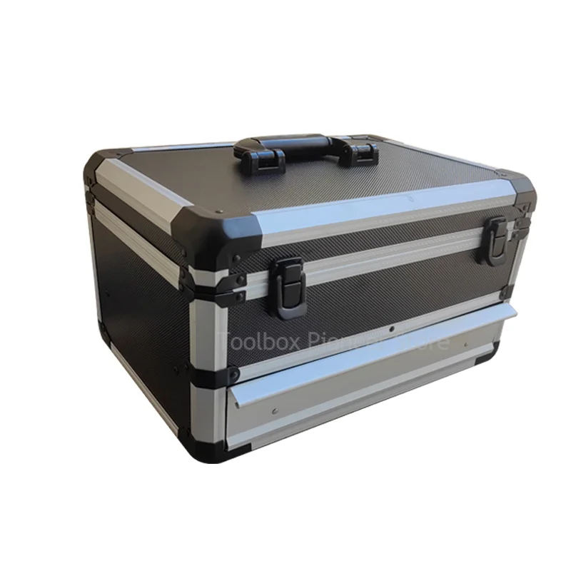 Aluminum Alloy Toolbox Portable Equipment Instrument Double Drawer Tool Box Empty Large Household Hardware Tool Suitcase