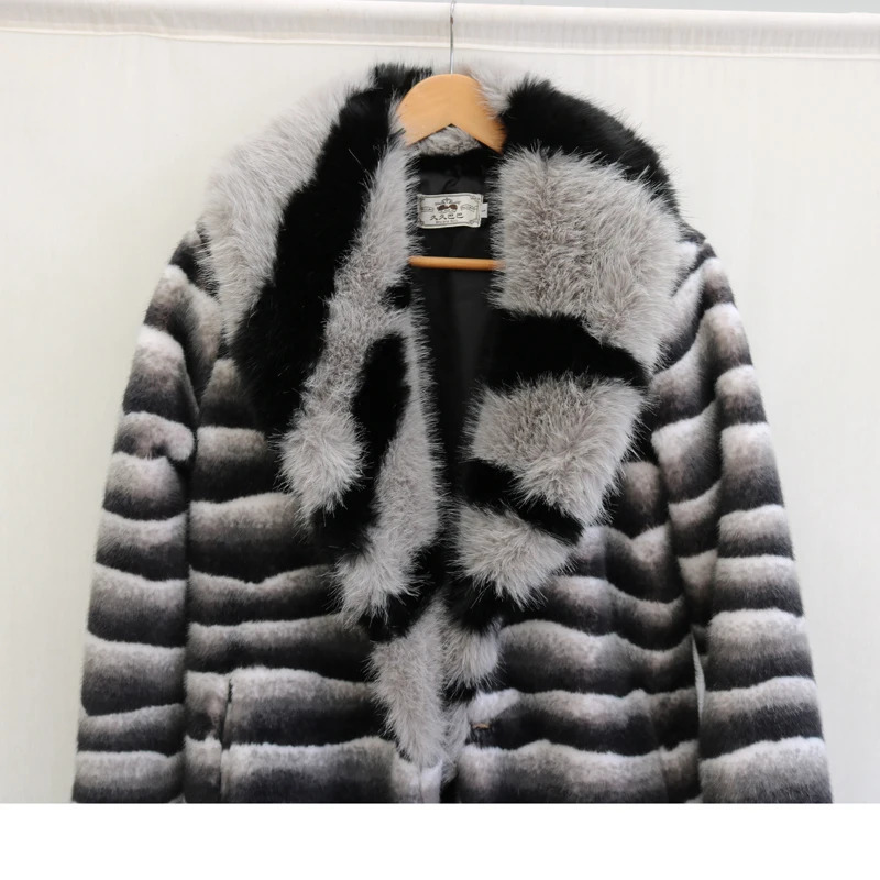 Mens fur coat mink coat winter warm long windbreaker large fur collar large size 241108