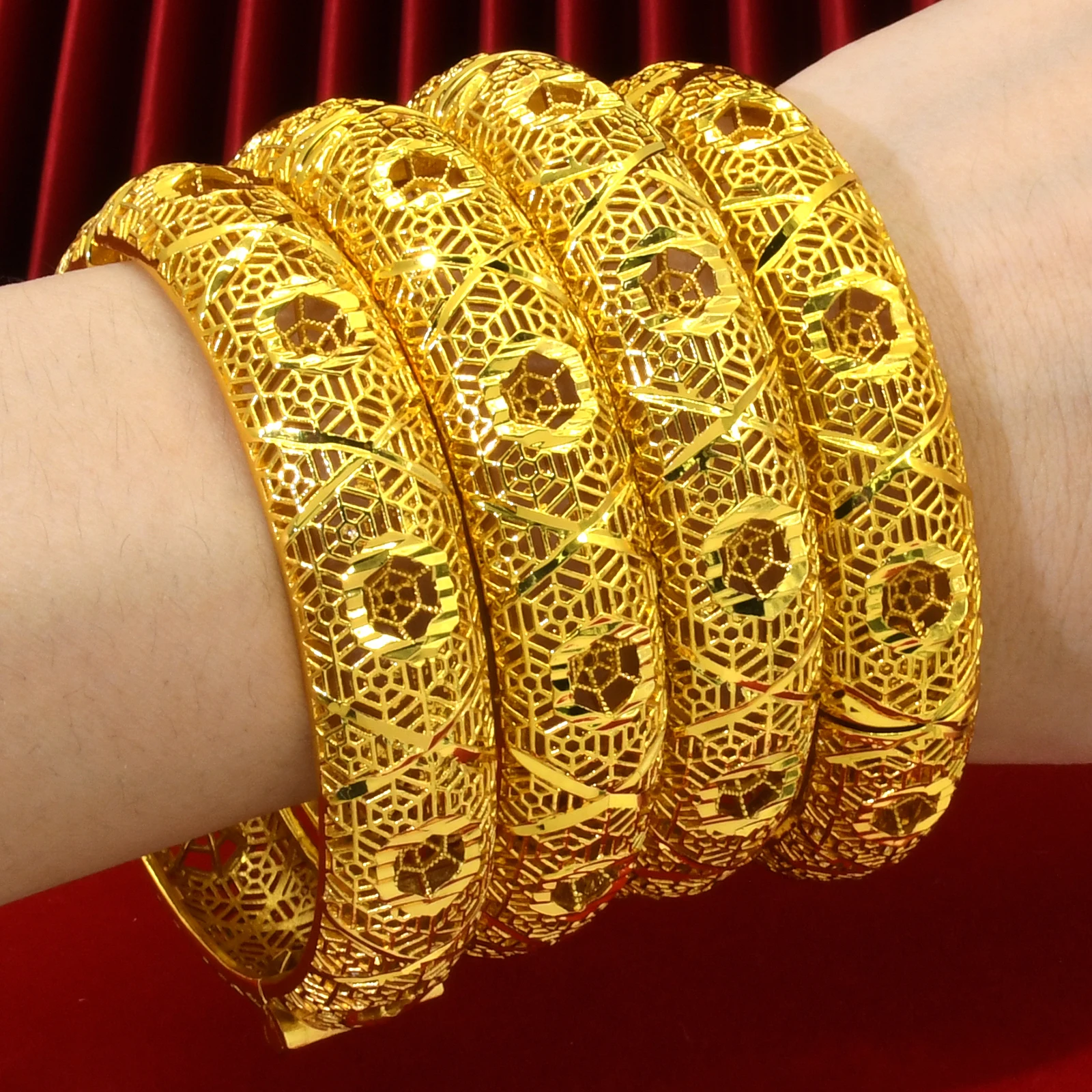 Gold ANIID Color Dubai Bangles For Women Indian African Hard Bracelets Charm Wedding Ethiopian Arabic Jewelry Wholesale smile