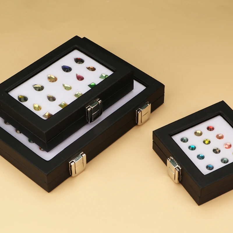 Jewelry Gem Display Box Case Loose Diamond Storage Tool Coin Jar Show Tray Gem Pot Gemstone Organizer Holder Container