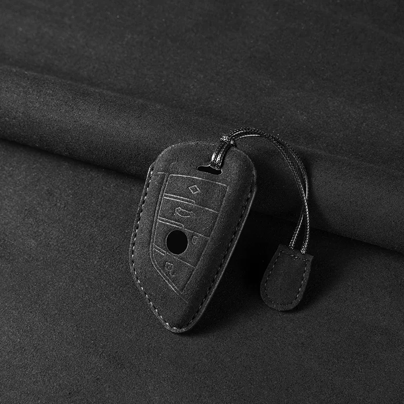 case key Leather car For X1 X3 X5 X6 X7 F20 F15 F16 F48 G20 G30 G01 G02 G05 G11 G32 1 3 7 Series Keychain Suede Accessories smile