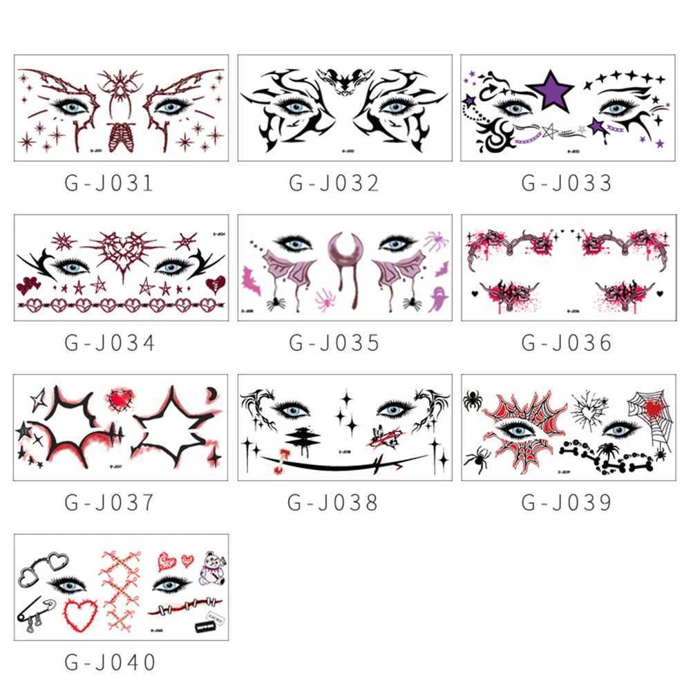 10 temporary tattoo stickers suitable for women children tattooed children Halloween makeup facial and body tattoos temporary waterproofing W241109