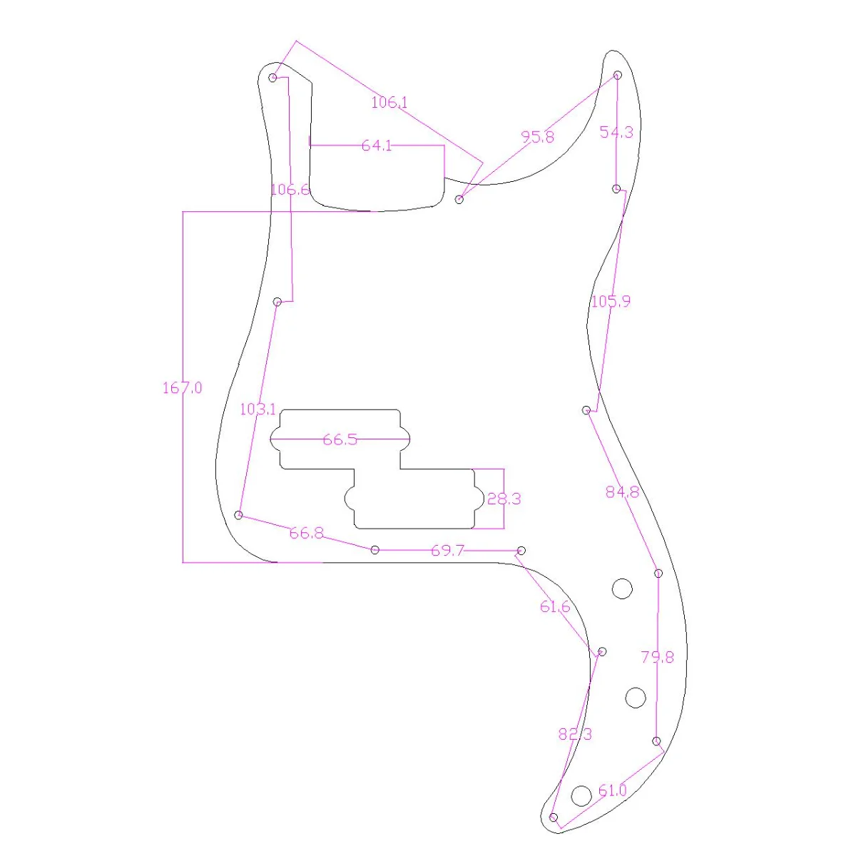 Ohello 13 Hole 4 Strings Pb Bass Guitar Pickguard Electric Bass Parts 3D Printed Guitar Scratch Plate