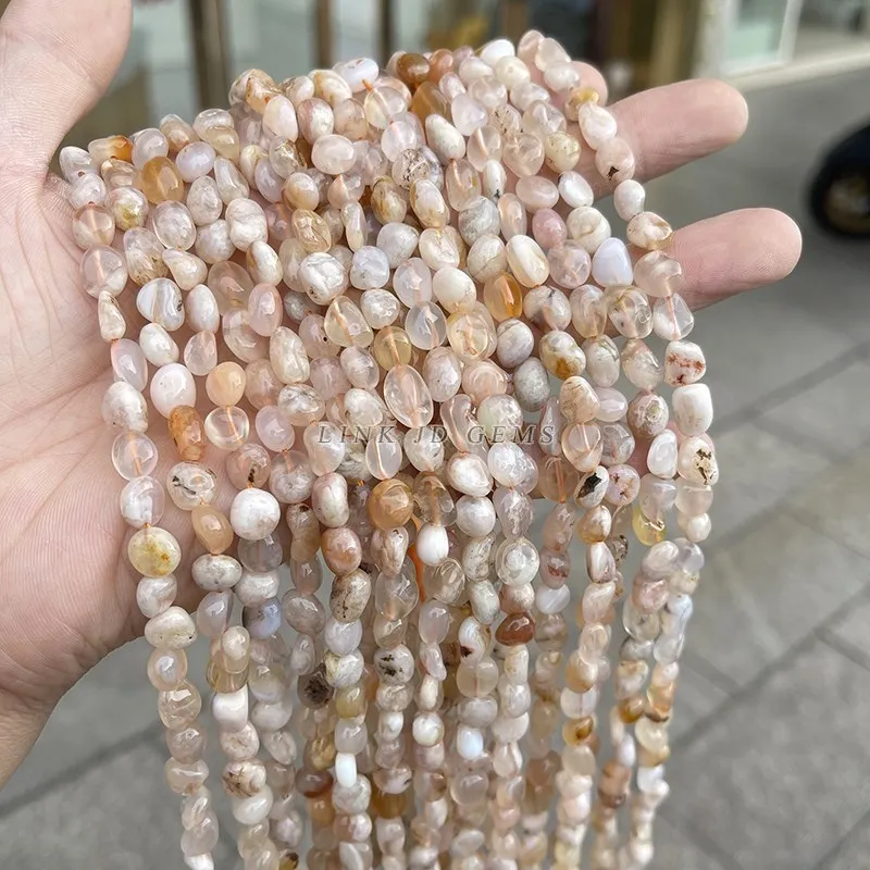 6-8mm Natural Cherry Agate Irregular Shape Beads Loose Spacer Sakura Bead For Jewlery Making Diy Necklace Bracelet Ear Stud