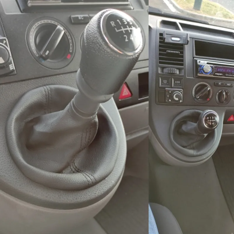 Car 5/6 Speed Leather Gear Stick Shift Knob Gaitor Boot Cover Case For VW Transporter T5 T5.1 T6 Gp 2003-2019 smile .1