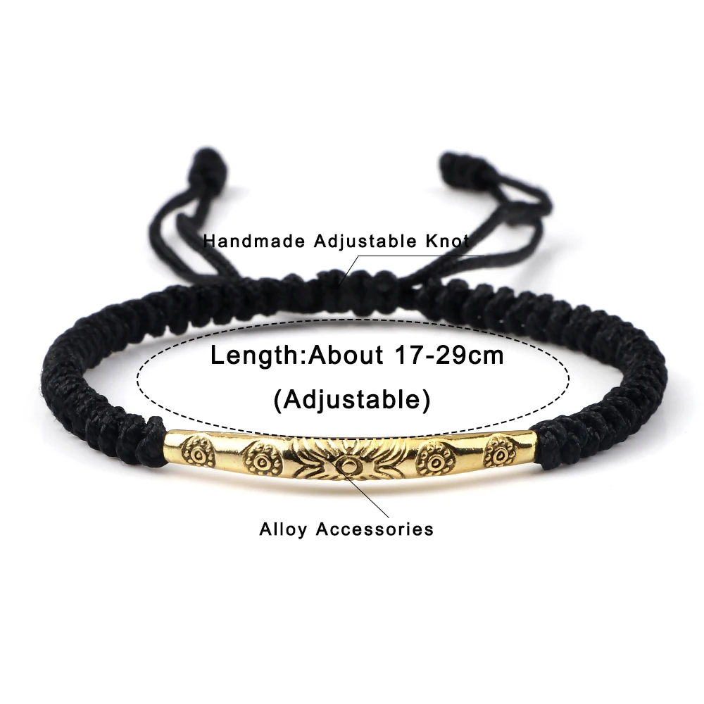 Braided Lucky Colorful Handmade Rope Bracelets for Women Men Vintage Gold Color Long Tube Accessories Wristband Bangles Jewelrys smile
