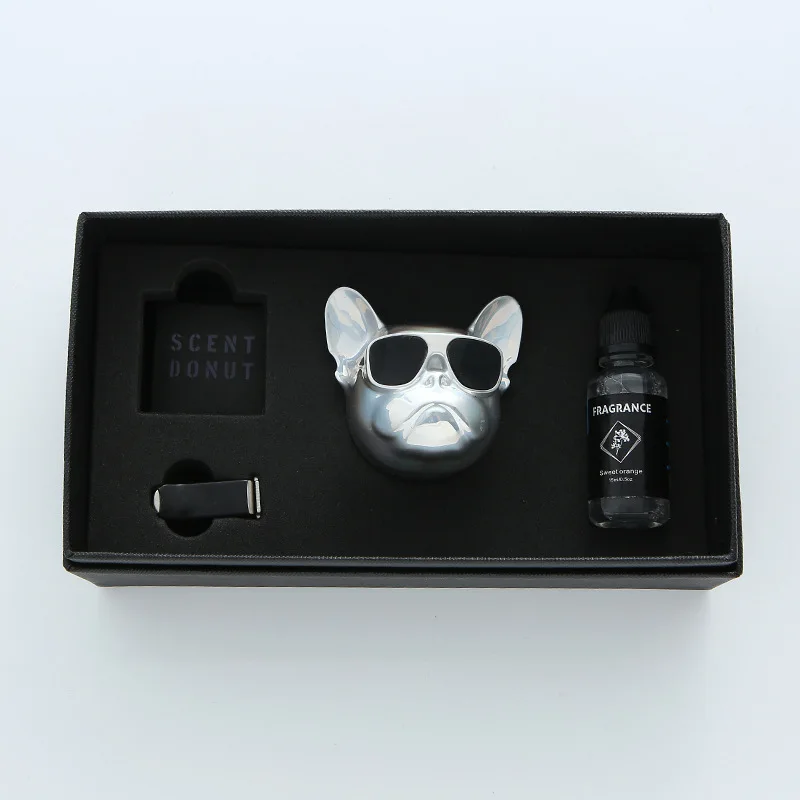 Air Car Creative Bulldog Freshener perfume Automobile Interior Perfume Clip Fragrance Ornament Car Accessories Gift Box Car Deco smile