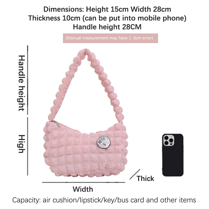 Soft Cloud Bubbles Handbags For Woman Girls Pleated Cloud Underarm Bag Pouch Bag Casual Shoulder Bag Women Cute Purse