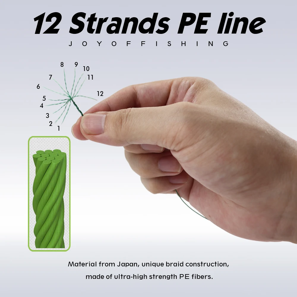 JOF 12 Strands 300M 500M 1000M PE Braided Fishing Line tresse peche Saltwater Fishing Weave Multifilament 12 Threads Pe Line