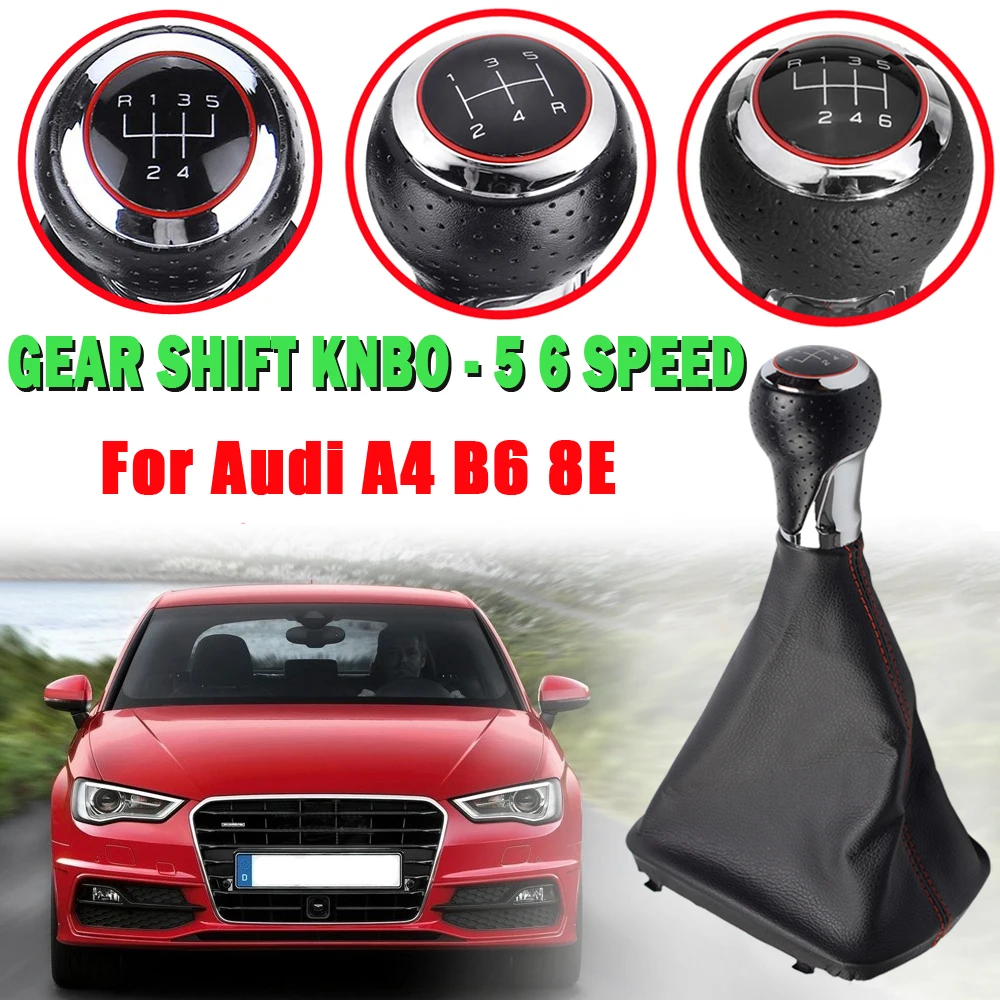 A3 For A4 AUDI A6 C5 4B A8 D2 4D 5 6 Speed Car Leather Boot Gear Shift Knob Shifter Head Lever Cover Accessories smile