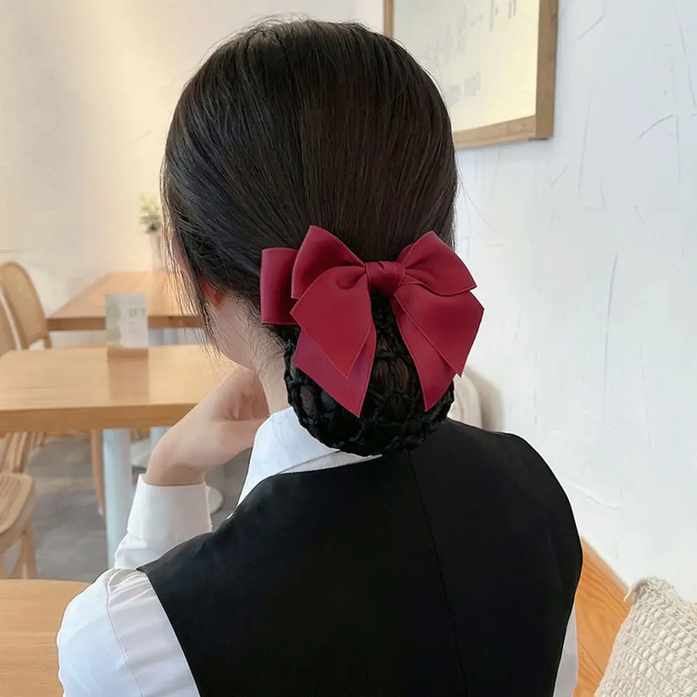 Vintage Sweet new Female Headwear Nurse Hotel Ponytail Clip Korean Bun Snood Hairgrips Cover 2025 Net Women Spring Clip