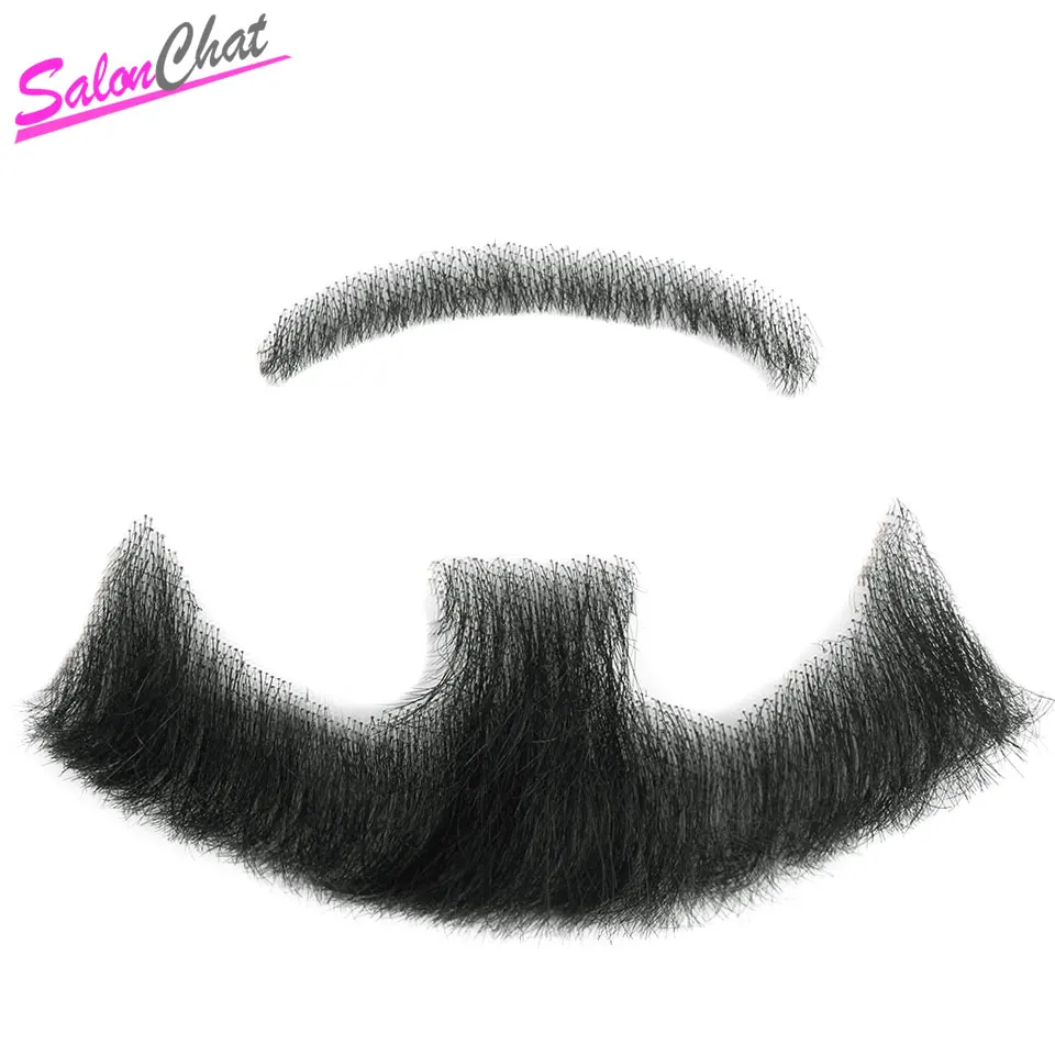 Beard Nep Fake Lace Beard For Men Mustache Hand Made Remy Human Hair Barba Falsa Cosplay Swiss Lace Invisible Beards SalonChat smile