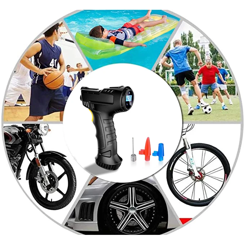 120W Wireless/Wired Handheld Portable Car Air Pump Air Compressor Inflatable Pump Tire Inflator Digital for Car Bicycle Balls
