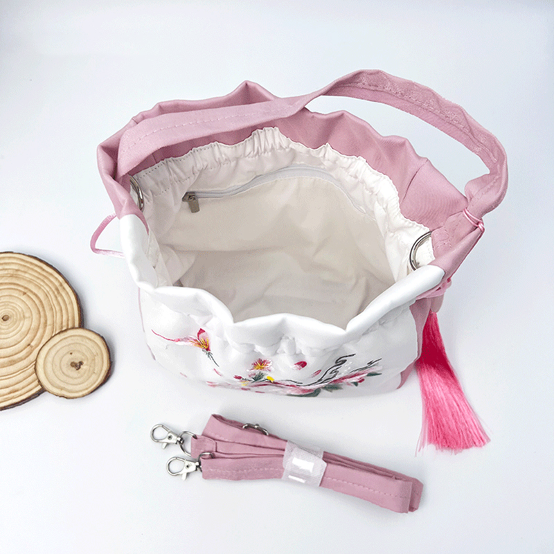 Chinese Style Small Bag Literary Vintage Flower Embroidery Hanfu Handbag Ancient Messenger Shoulder Bag Drawstring Purse b7d3c