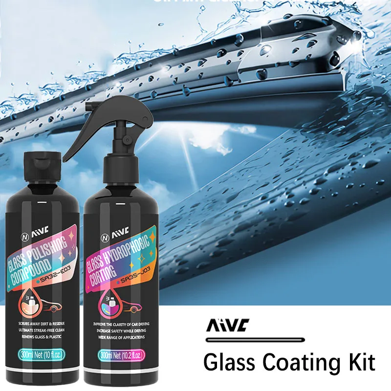 AIVC Car Glass Oil Remover Cleaner Glass Hydrophobic Coating Spray Anti-Rain For Cars Waterproof Coating Agent Car Care Kit