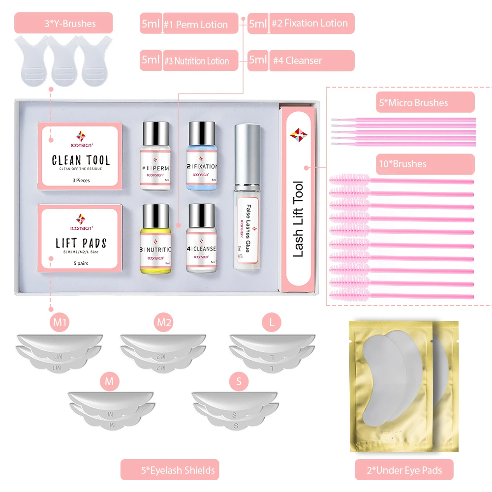 with Get Stunning Eyes ICONSIGN Lash Lift Kit and Calia Perm Eyelash Enhancer Professional Makeup Set smile