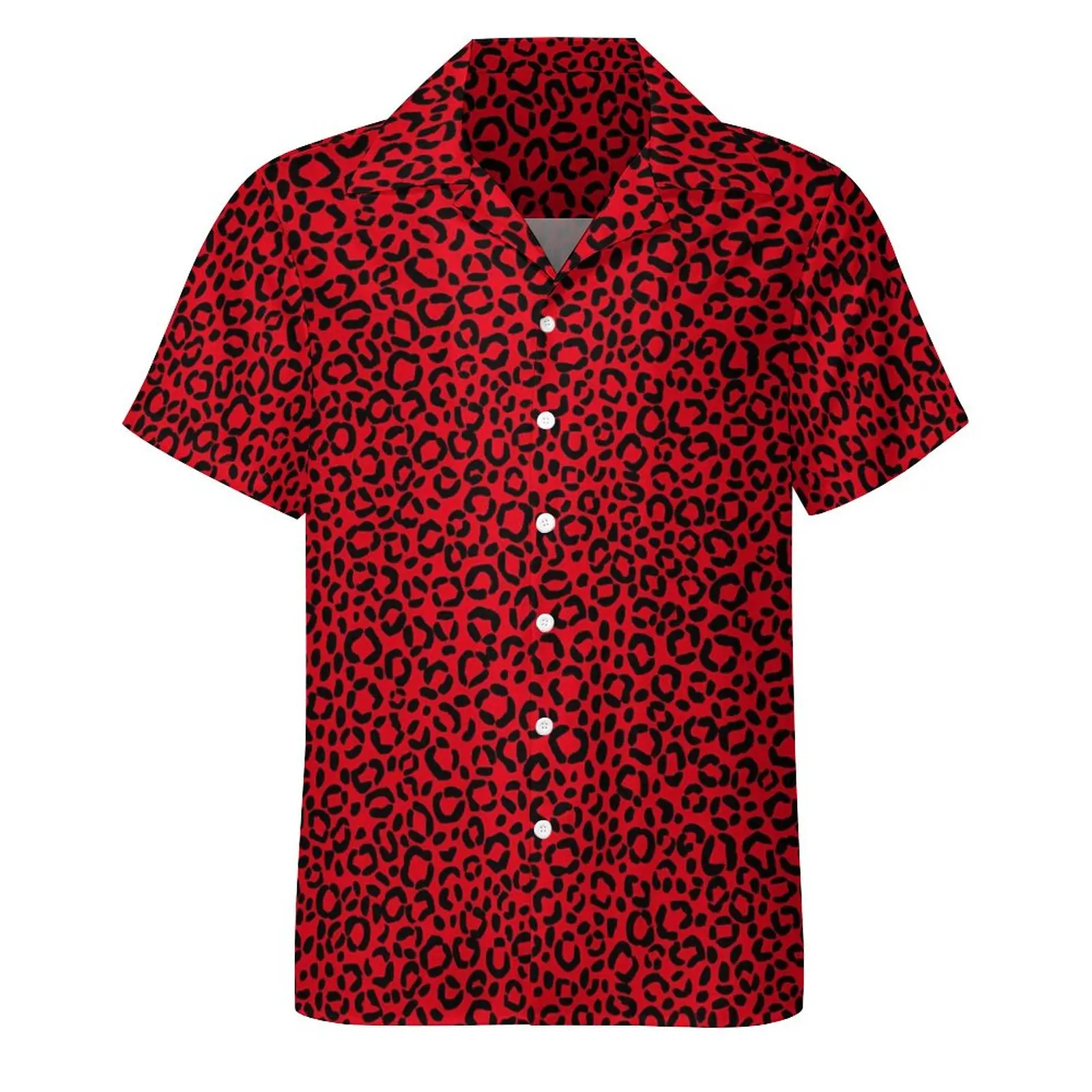 Sexy Red Leopard Hawaiian Spots Men's Shirts For Man Clothing ddmysmile Casual Vintage Y2k Summer Beach Street Style Plus Size Blouse Smile