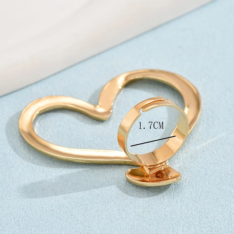 Color Obega Heart Gold Shape Open Rings For Women Forever Love Adjustable Cute Girls ddmysmile Ring Party Jewelry Gift Smile