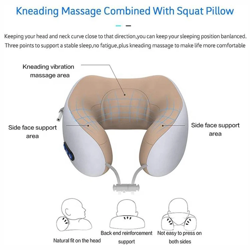 Neck U Electric Massager Shaped Pillow Multifunctional Portable Shoulder Cervical Massager HomeTravel Car Relax Massage Pillow smile