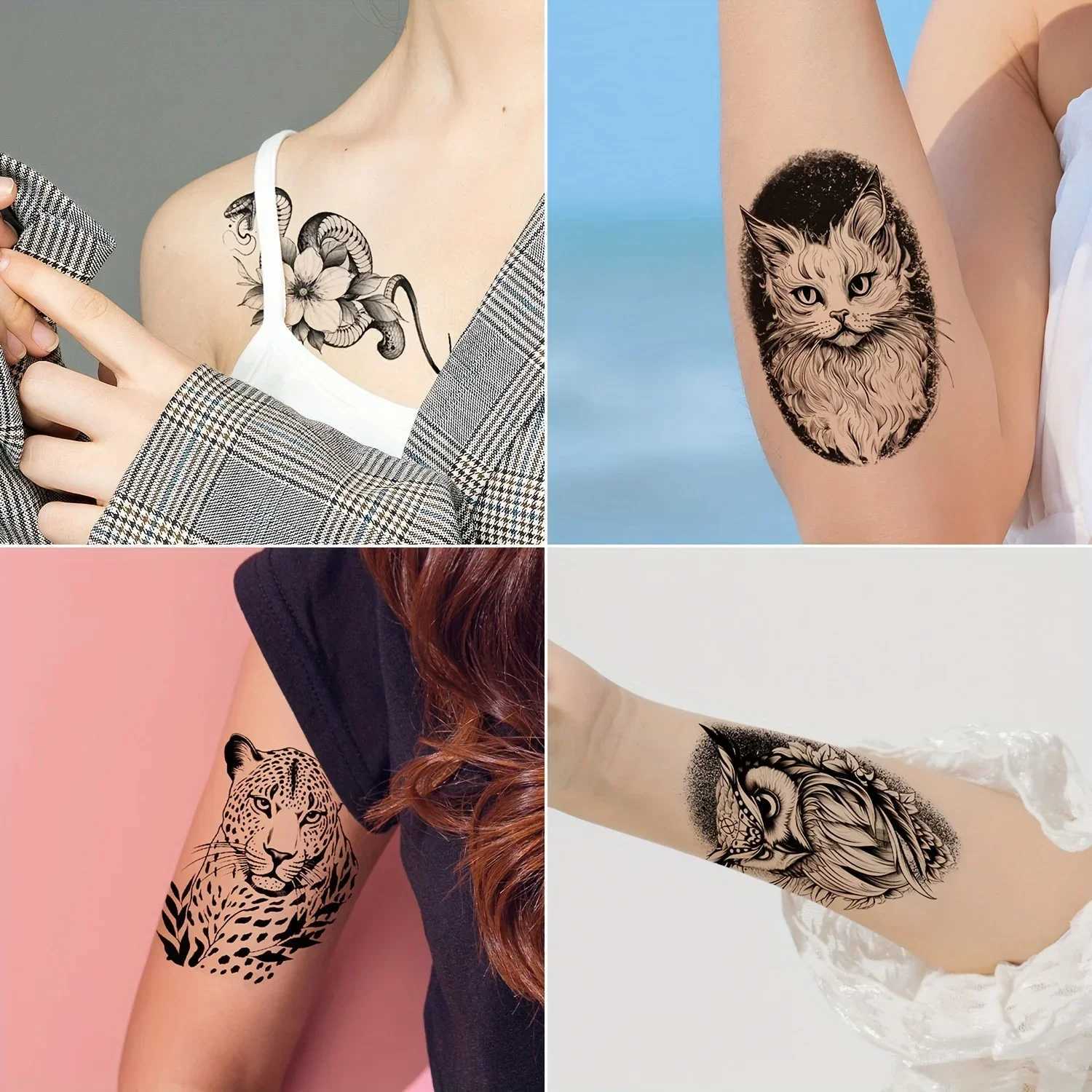 30 pieces/set mens animal eagle dragon tiger lion tattoo stickers cool disposable temporary tattoos on the abdomen and back of the hand temporary tatt
