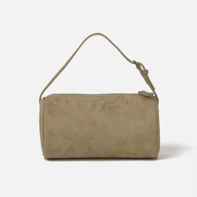 Donna-In First Layer Cowhide Mini Suede Handbag Real Leather Square Pen Container Bag For Women Suede Zipper Style Thread