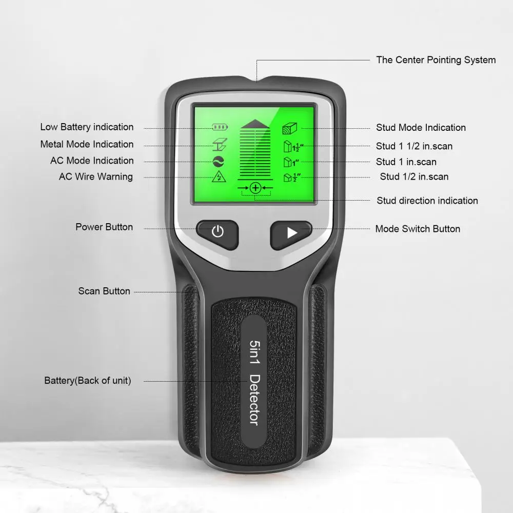 In 1 Depth Metal Detector Handheld Electronic Wall Pinpointer Stud Finder Wall Scanner Sensor for Wire Detect Metal Seekers