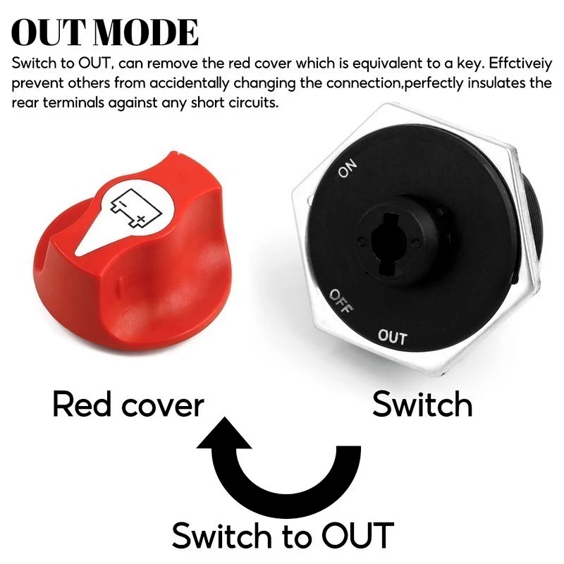 Car Battery Rotary Disconnect Switch Cut Off Isolator Power Disconnector Switch for Motorcycle Truck Marine Boat Yacht RV ATV