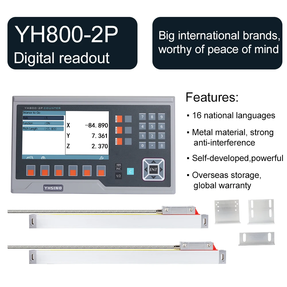 Languages 14 YH800-2P YH800-3P BIG LCD DRO Digital Readout Set Kit 5U 5V TTL Linear Encoder Optical Line Scales Dimensions smile