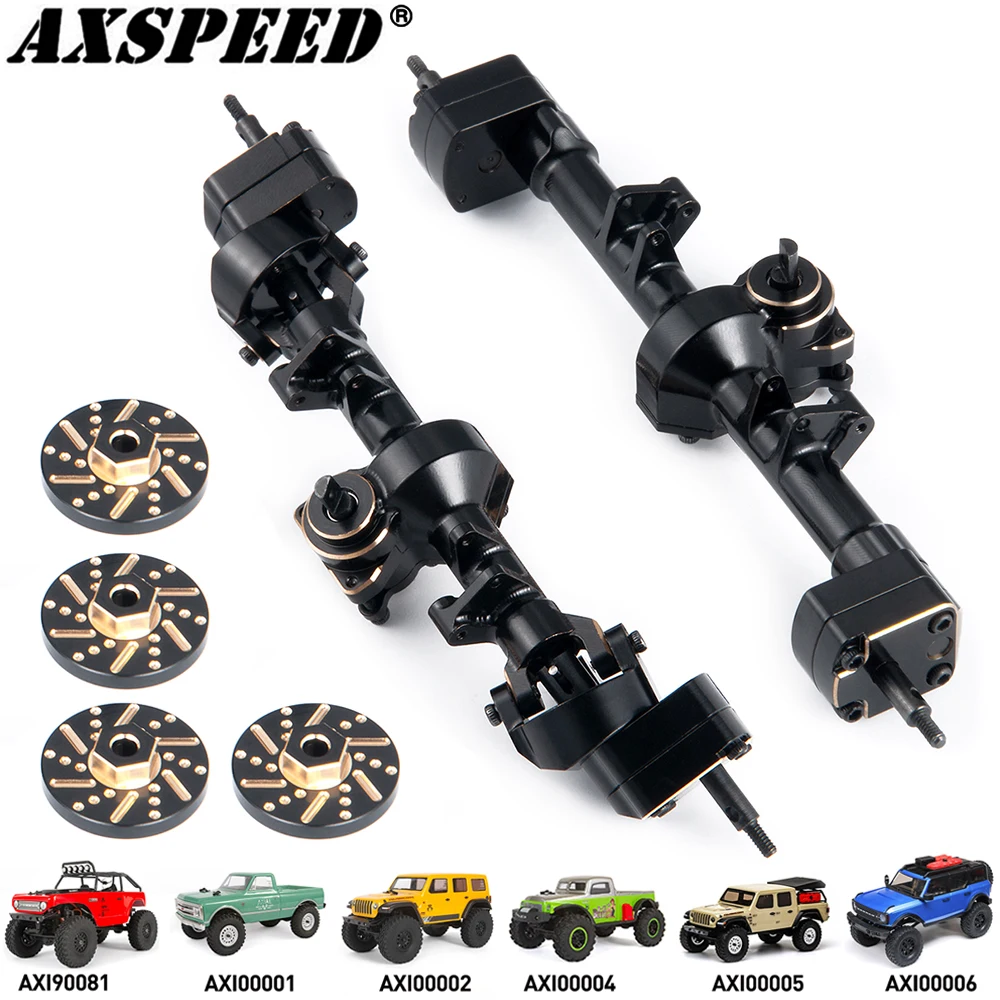 AXSPEED Brass Front Rear Portal Axle with Hex Adapter Weights for 1/24 RC Crawler Axial SCX24 Deadbolt JLU Gladiator Bronco Part