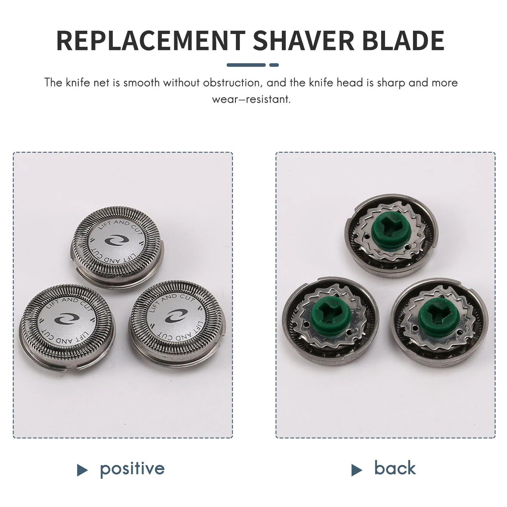 3pcs For Shaver PT726 PT725 HQ7100 HQ8445 AT81 Series Replacement Head HQ64 Blade Mesh Spare Parts Replacement