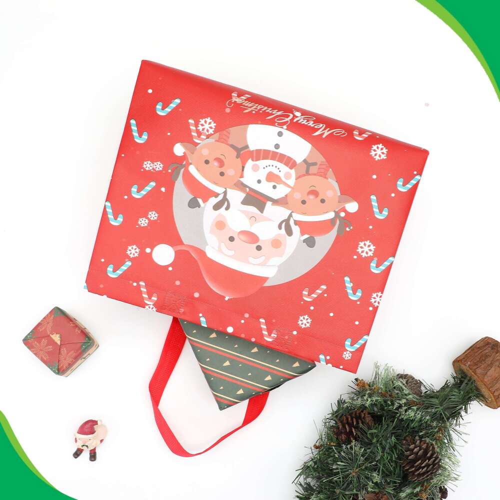 Christmas 8pcs Christmas Gift Bag Set - Cute, Waterproof Stain-Resistant Non-Woven Tote Bags with Handles for Holiday Presents & Party Favors