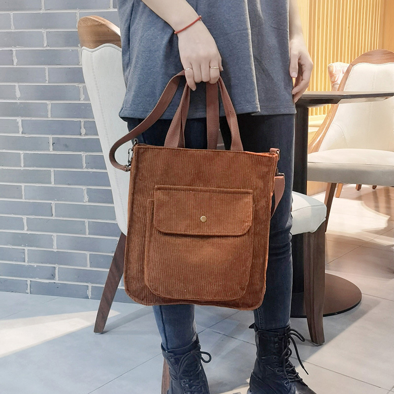 Corduroy Tas Voor Vrouwen 2023 Shopper Bag Designer Handtas Herfst En Winter Meisjes Student Boekentas Vrouwelijke Canvas Schoud