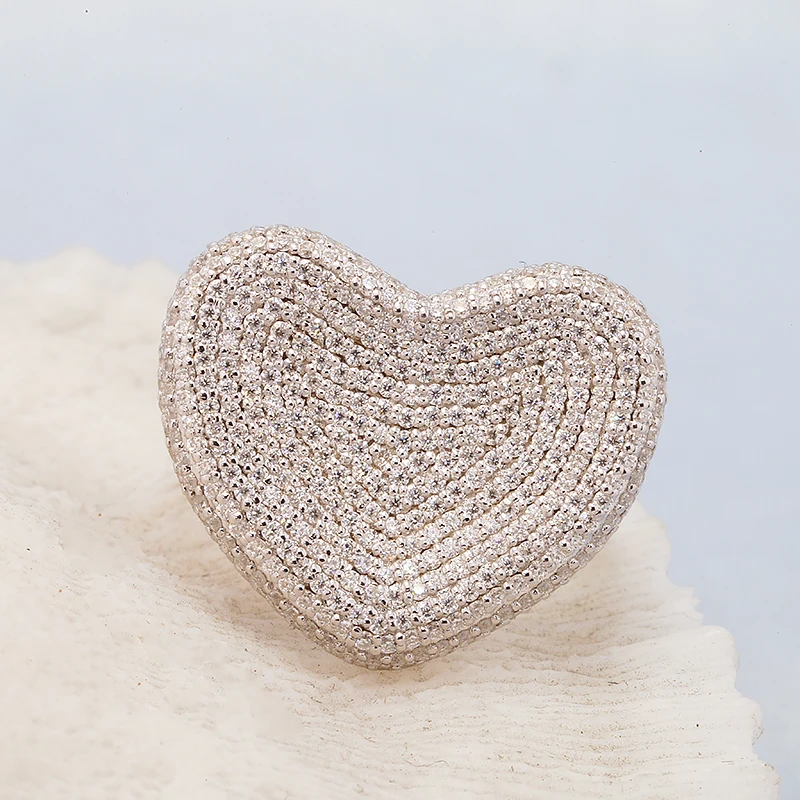 D VVS1 1.0ctw color Heart Briliant Cut Moissanite Engagement Ring Solid Sier Test Positive Pass Dia Tester smile