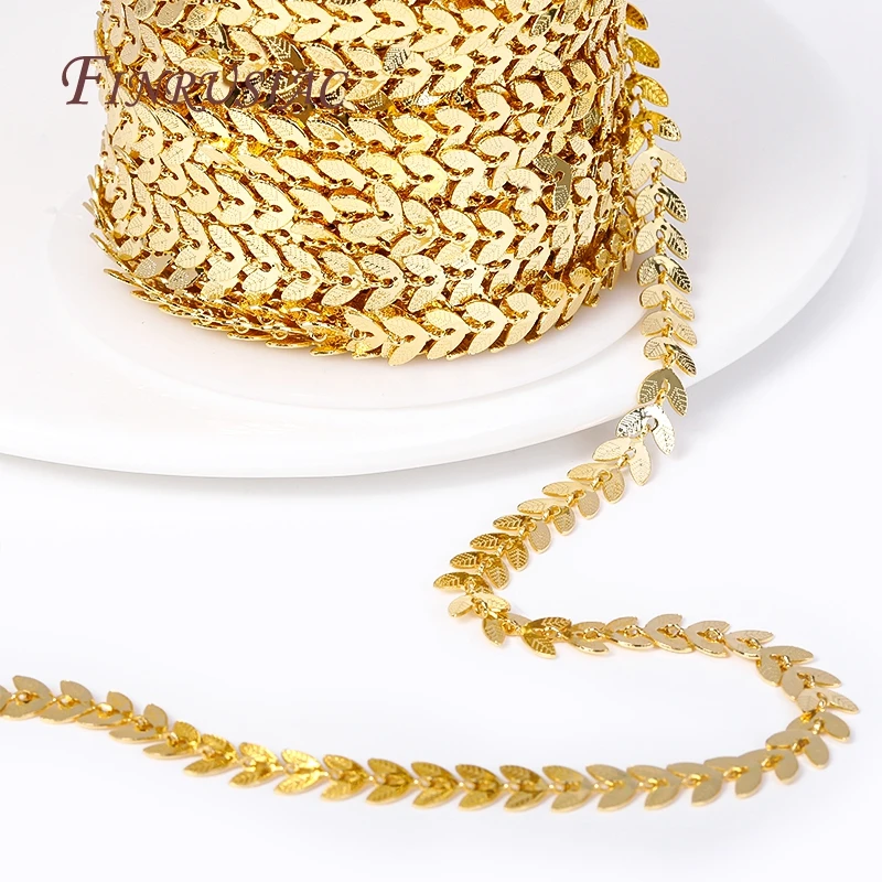 Brass Metal Plated Gold Leaf Chains For Earrings Necklace Accessories High Quality Jewelry Chains DIY Jewelry Findings smile
