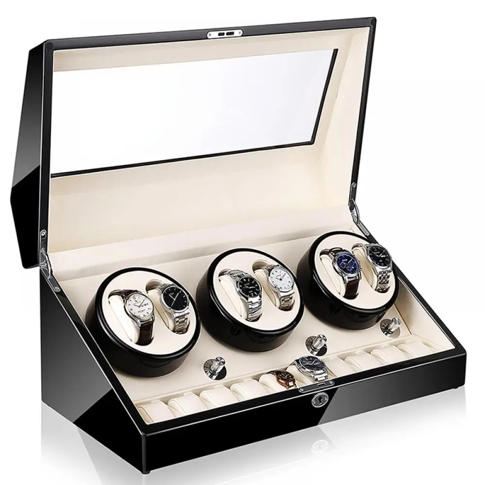6+7 Luxury Watch Winder with Lock 13 Slot Fashionable Watches Display Box That Rotatable Mechanical Watch Household Watch Box