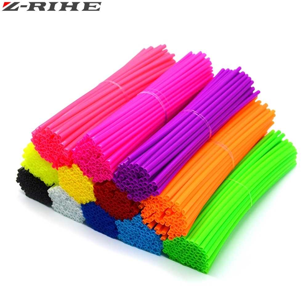 72Pcs Motorcycle Wheel Spoked Protector Wraps Rims Skin Trim Covers Pipe For Motocross Bicycle Bike Cool Accessories 11 Colors