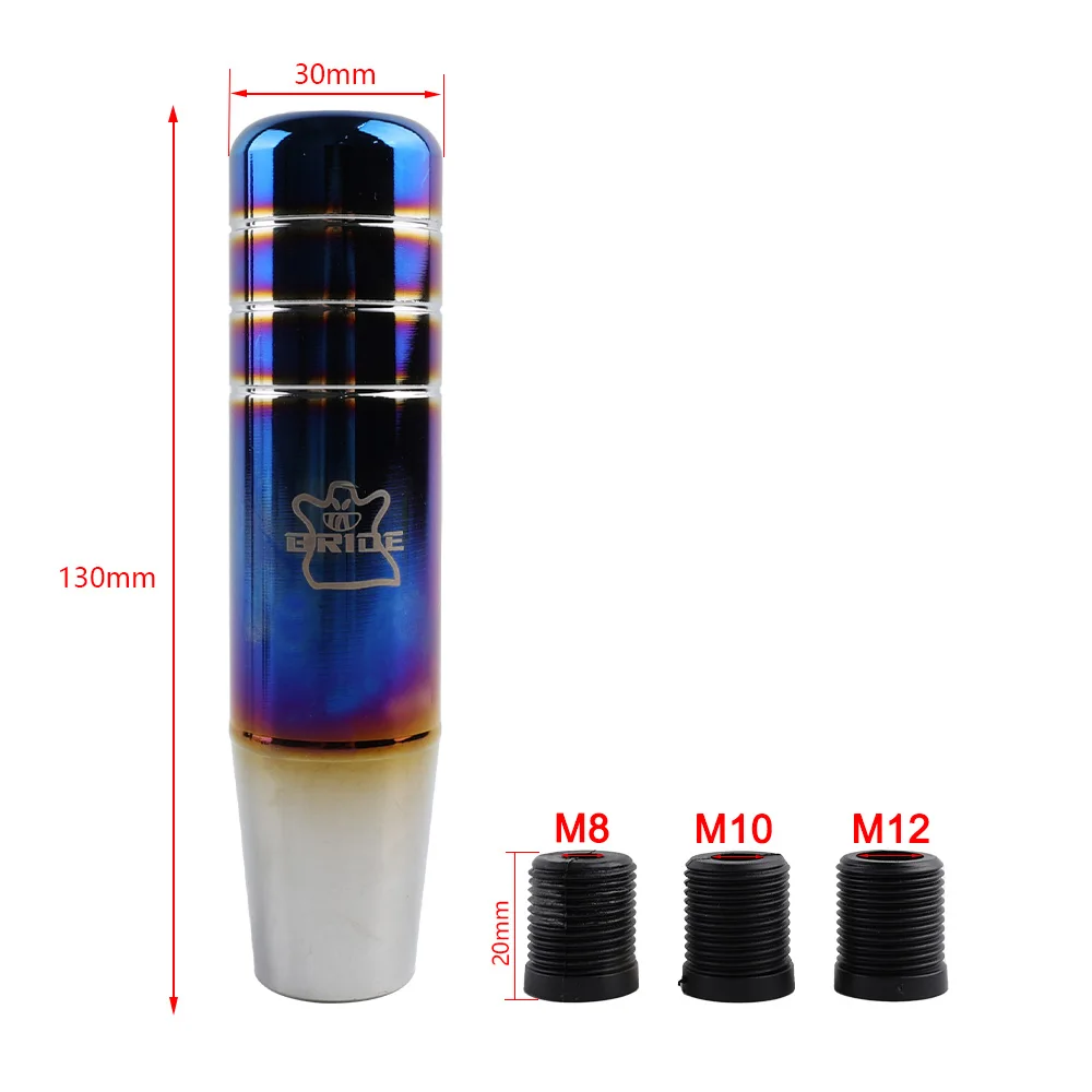 Blue 13Cm BRIDE Burnt Style Aluminum Gear Shift Knob Shifter Lever ddmysmile Head For Universal Car Smile