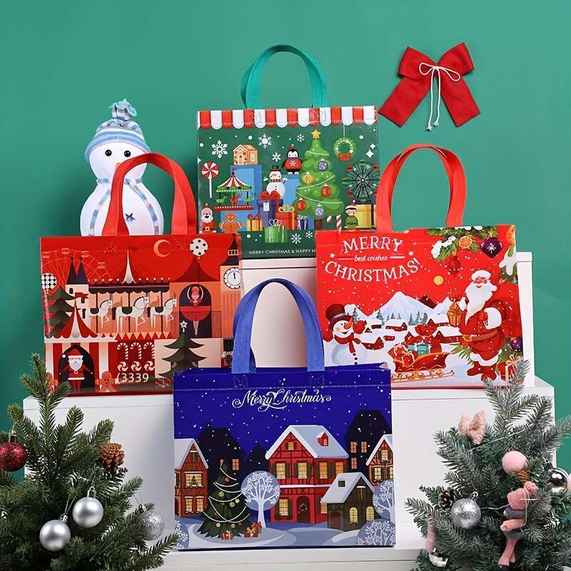 Christmas 8pcs/16pcs/20pcs,Festive Christmas Tree Santa Themed, for Holiday Gifts, Party Favors Shopping, 12.6*9.84*6.69inch,