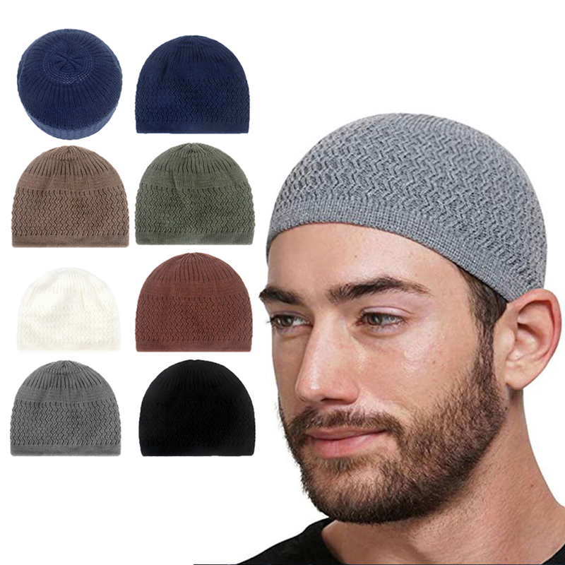 Casual Knitted Muslim Men Prayer Hats Winter Warm Beanies Cap Islamic Ramadan f1acf 5 18c32