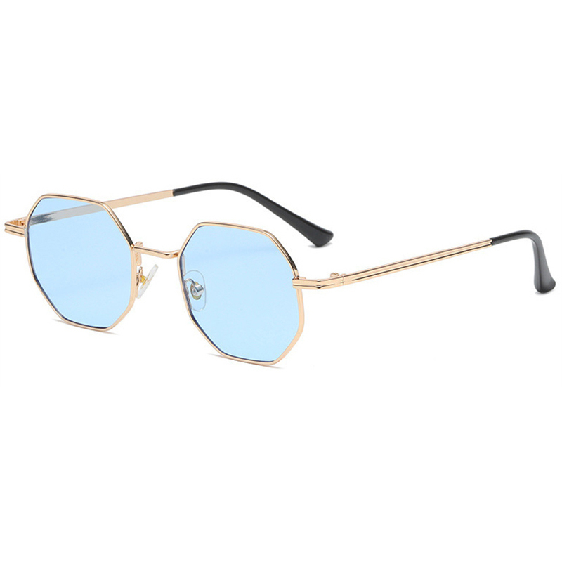 Fashion Retro Sunglasses Classic Metal Polygonal Sunglasses Sunglasses Octagon Glasses Y2K CAVALLO BIANCO