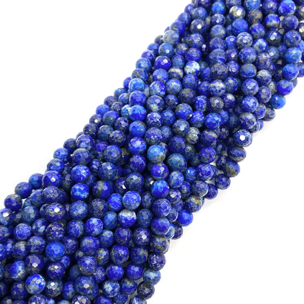 Lapis Lazuli Natural Stone Beads 6mm Faceted Round Charms Beads for Jewelry Making Earring Bracelets Necklaces DIY Accessories