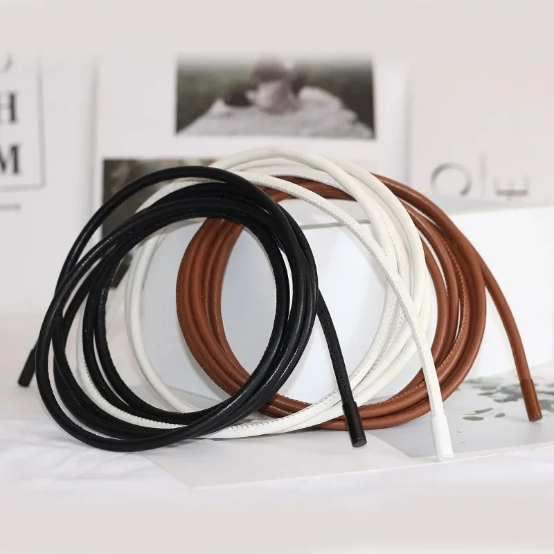 Womens waist belt with Versatile bow and dress long knot sheepskin ultra-fine fiber leather round leather rope 241108