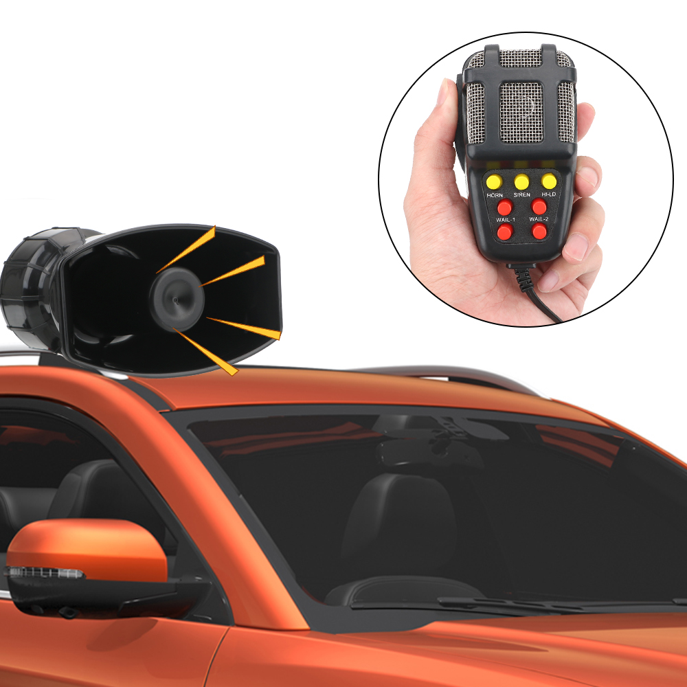 Mic PA System Emergency Amplifier Hooter 12V 100W Police Siren Air Horn Megaphone Tone Car Horn Car Warning Alarm Speakers Loud