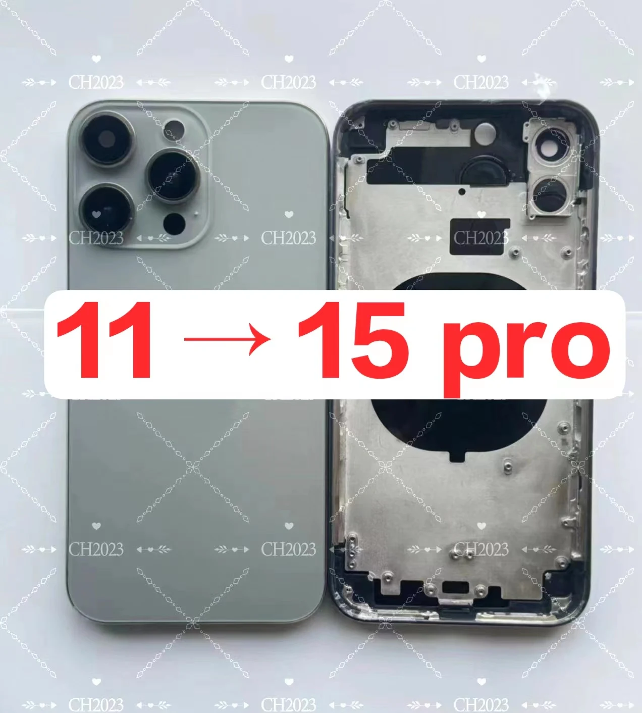 For iphone 11 Like 15 Pro Housing 11 Up To 15 Pro Housing Back DIY Back Cover Housing Battery Middle Frame Replacement