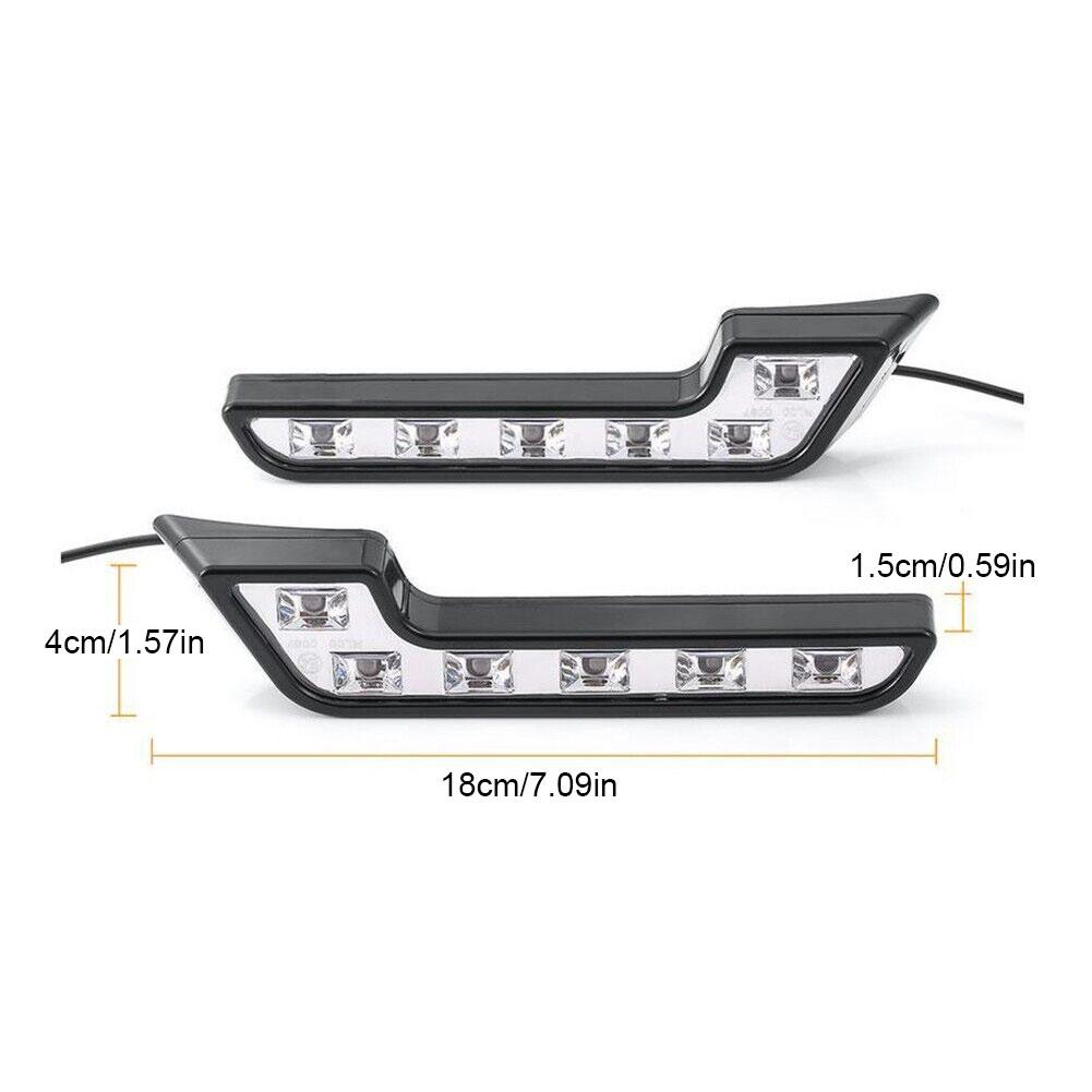 2Pcs Universal LED Car Daytime Running Light 6LED 12V L-shaped DRL White Light 660LM Waterproof Driving Fog Lights Accessories