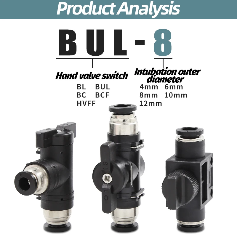 BUC-6 BUL-6 8 10 12 HVFF-4 Black Pneumatic Quick 2025 Coupling Manual Vae Steering Switch Manual Ball Vae Air new Hose 4 6 8 10 12mm
