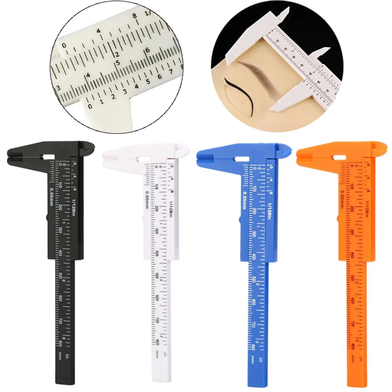 Guide Eyebrow Plastic Caliper Ruler Double Scale Sliding Gauge Reusable Tattoo Permanent Makeup Eyebrow Eyelash Measuring ddmysmile Ruler Smile