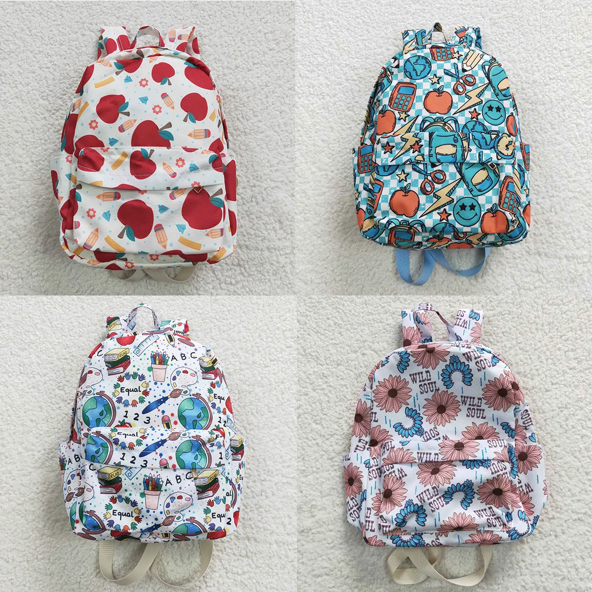 Kids Western Wholesale Children Apple Flower Backpack Travel Daypack Toddler ddmysmile Outdoor Portable Teen Girl Kids Floral School Bag Smile