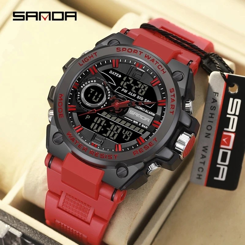 New ddmysmile Sports 9010 SANDA Men's Watches Top Brand Quartz Watch Men Waterproof S Shock Male Clock Relogio Masculino Smile